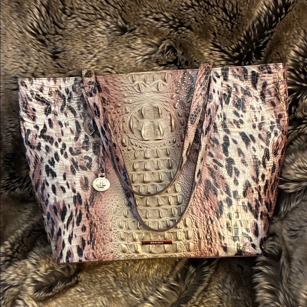 Brahmin Chic Crocodile-Embossed Tote Bag